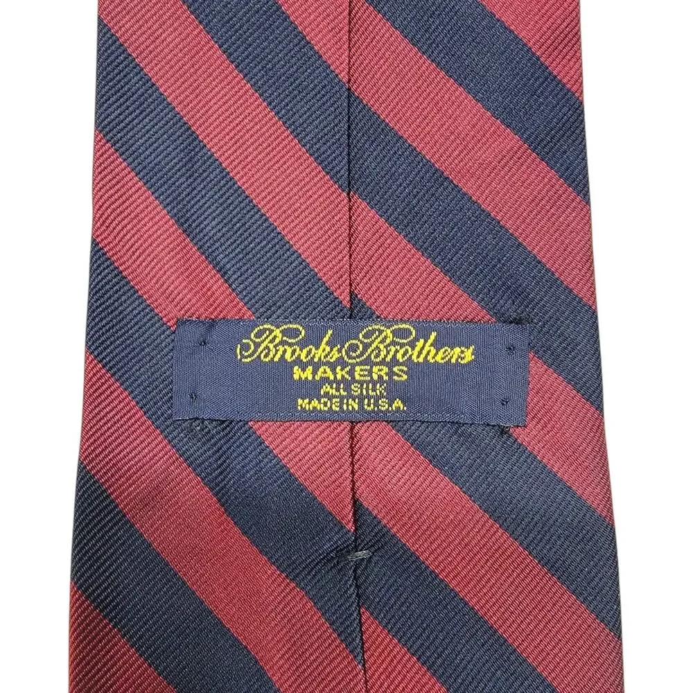 Vintage Brooks Brothers Makers Silk Tie USA Burgundy Navy Repp Stripe Vintage